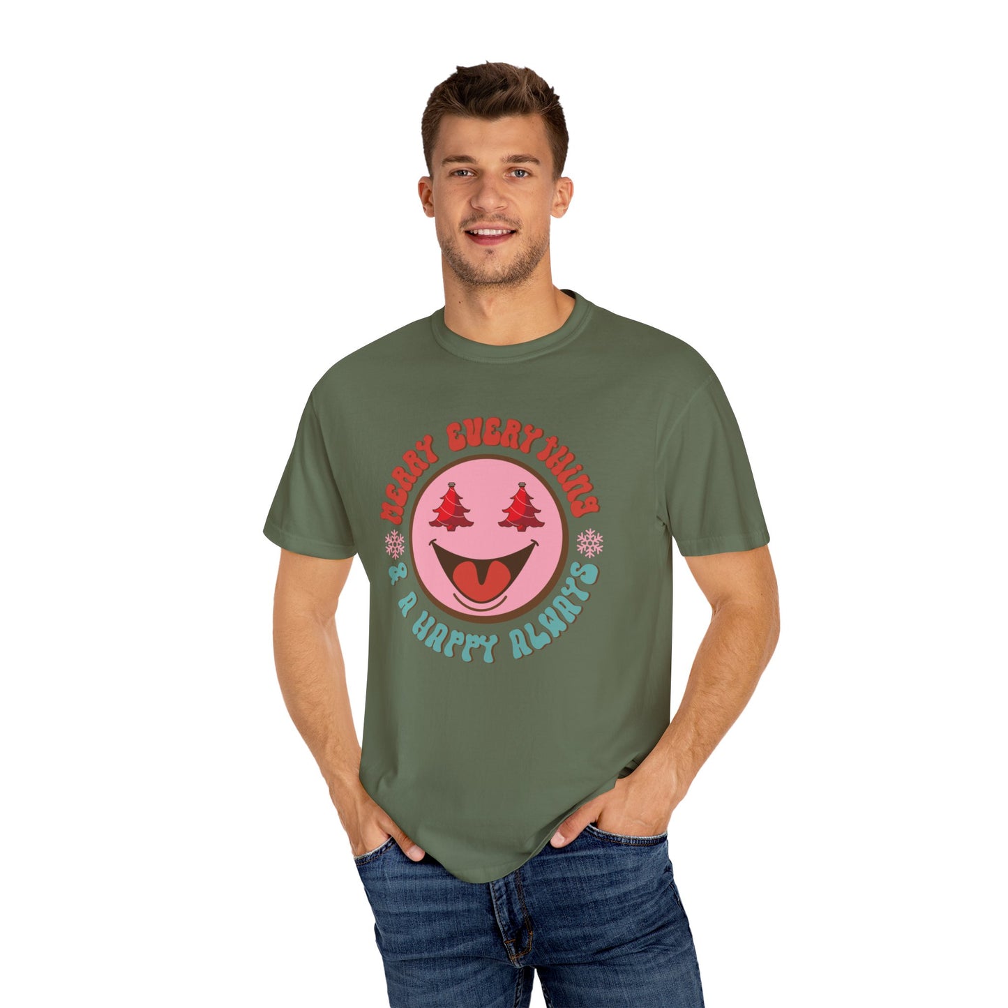 Merry Everything Happy Always Happy Face Retro Christmas Tshirt