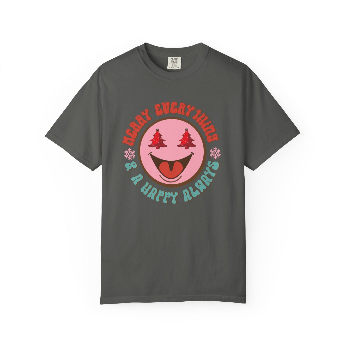 Merry Everything Happy Always Happy Face Retro Christmas Tshirt