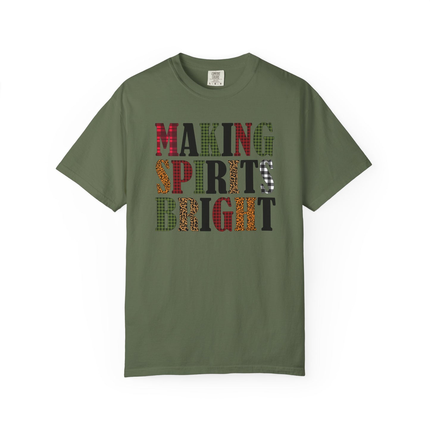 Making Spirits Bright Plaid Leopard Print Christmas Tshirt