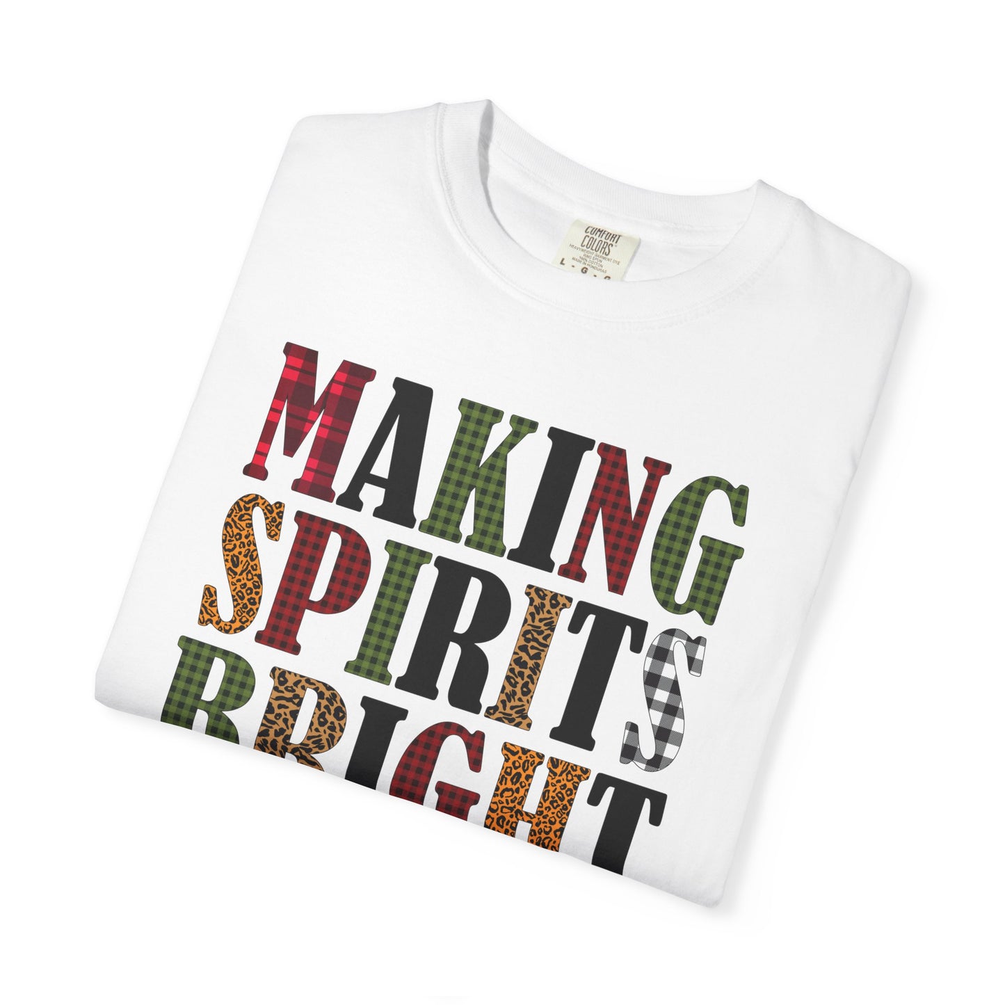 Making Spirits Bright Plaid Leopard Print Christmas Tshirt