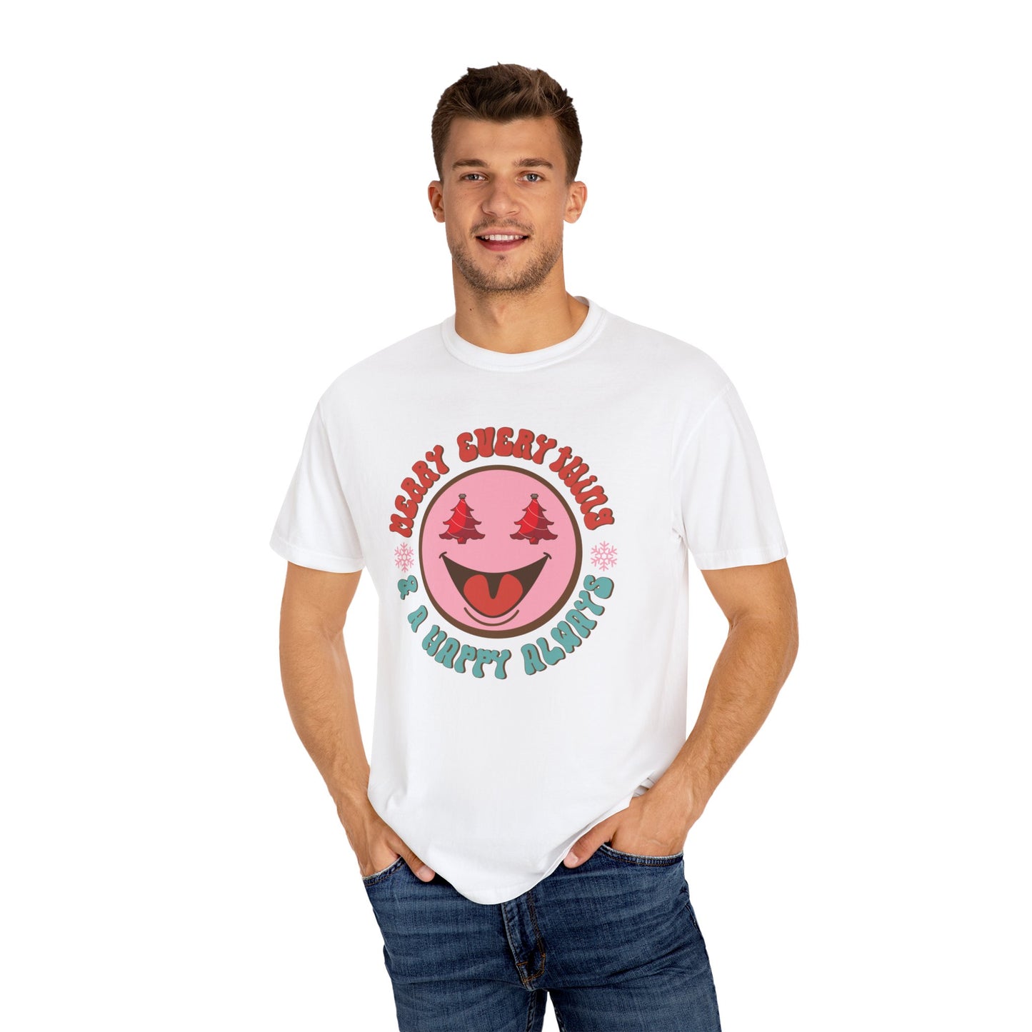 Merry Everything Happy Always Happy Face Retro Christmas Tshirt