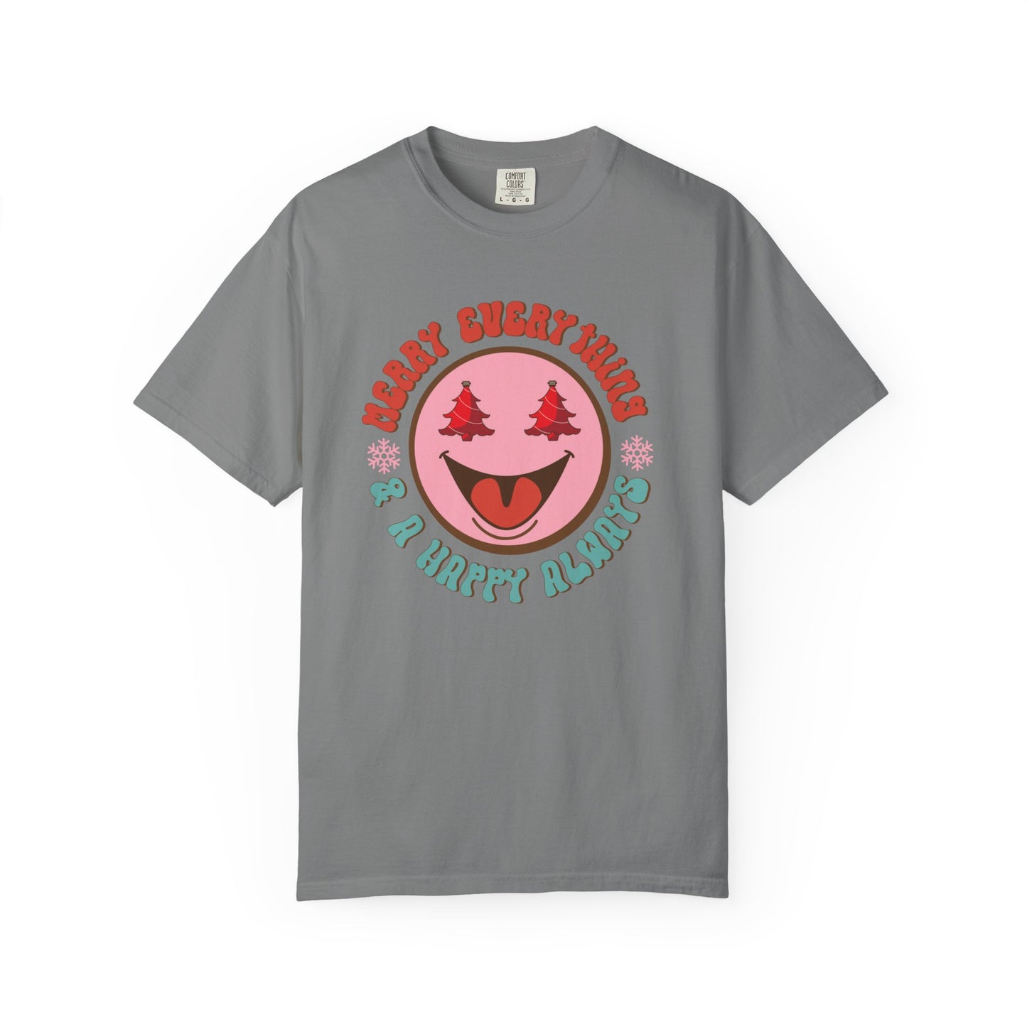 Merry Everything Happy Always Happy Face Retro Christmas Tshirt