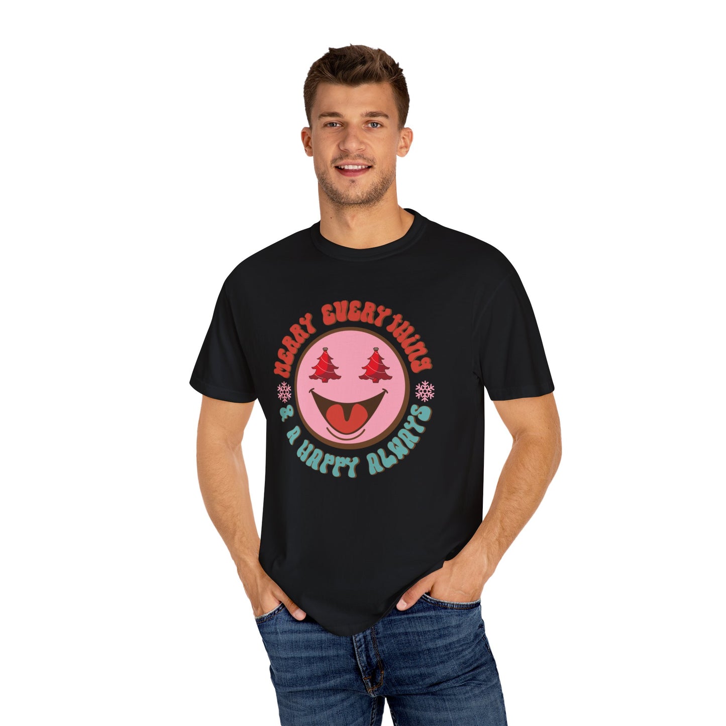 Merry Everything Happy Always Happy Face Retro Christmas Tshirt