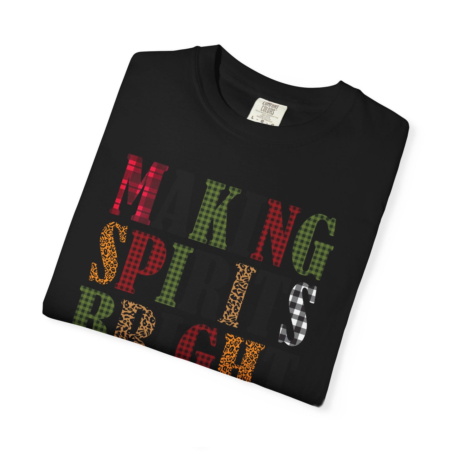 Making Spirits Bright Plaid Leopard Print Christmas Tshirt
