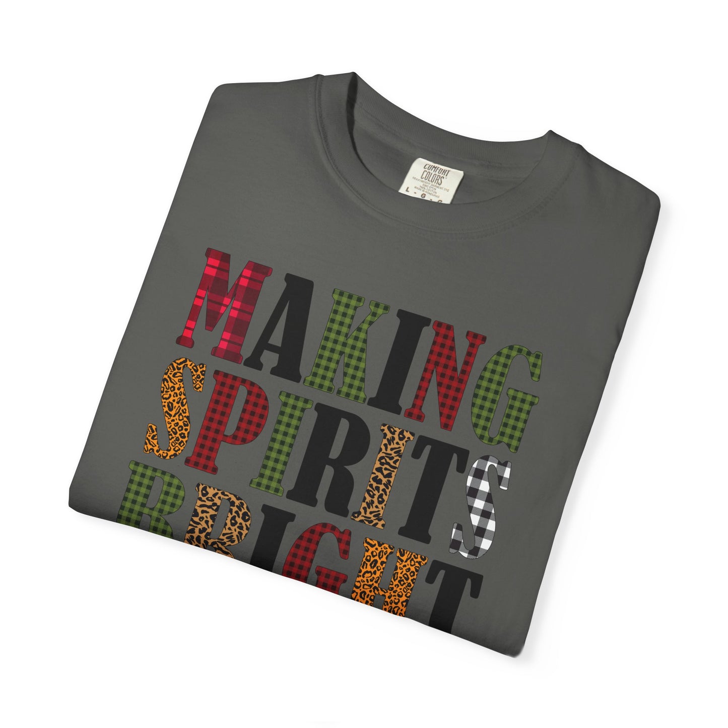 Making Spirits Bright Plaid Leopard Print Christmas Tshirt