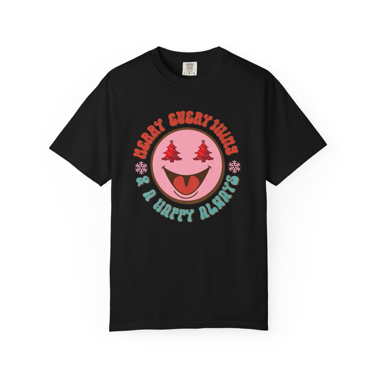 Merry Everything Happy Always Happy Face Retro Christmas Tshirt