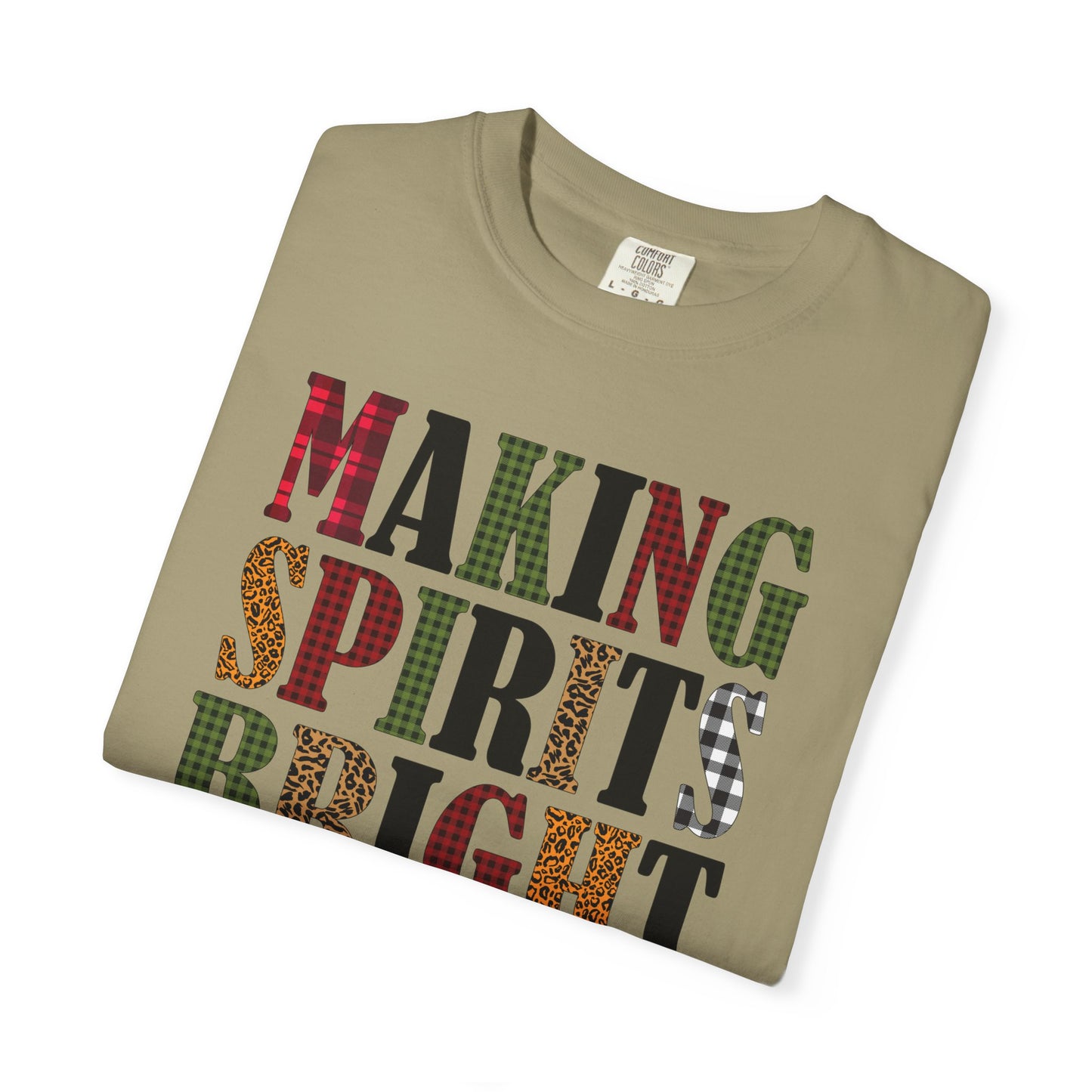 Making Spirits Bright Plaid Leopard Print Christmas Tshirt