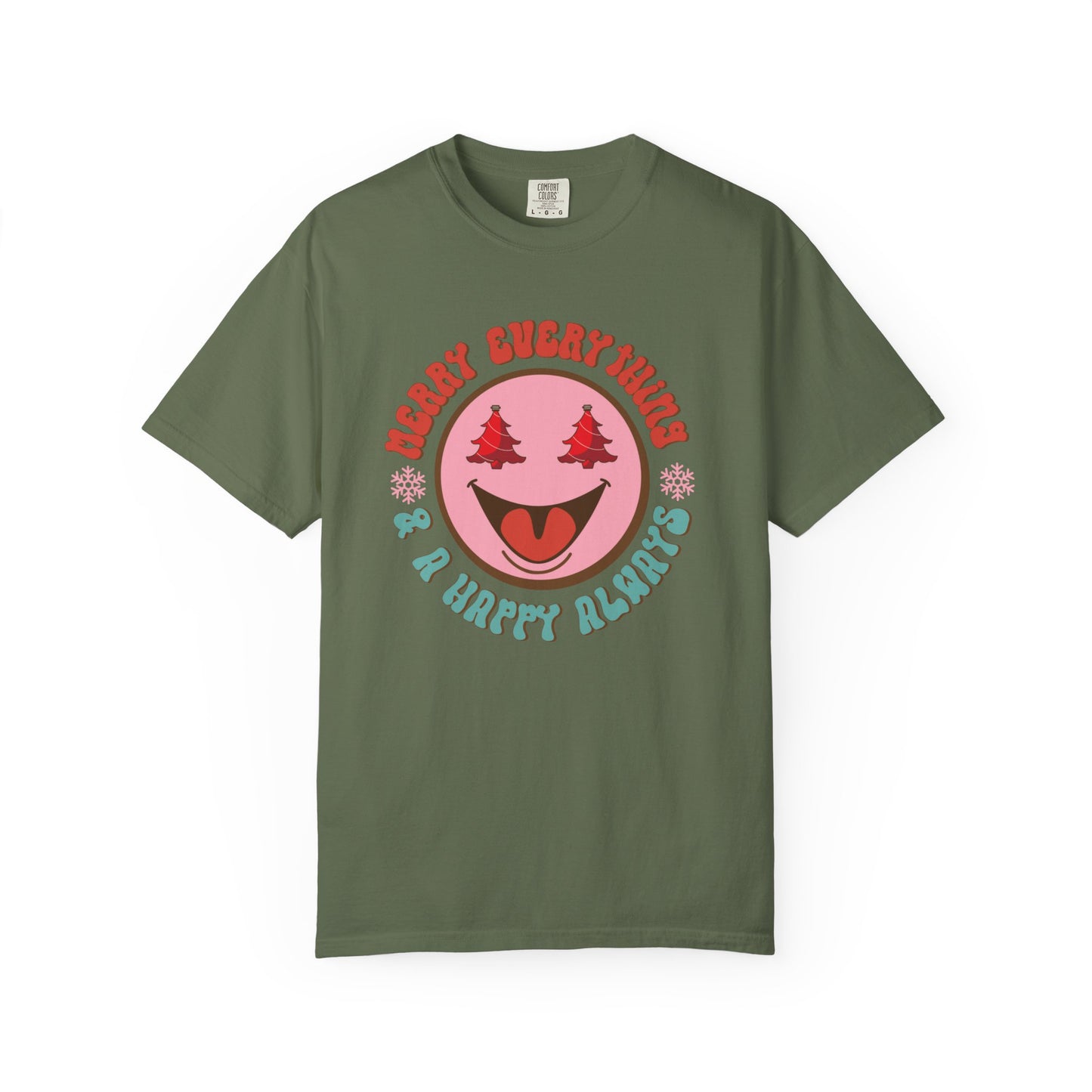 Merry Everything Happy Always Happy Face Retro Christmas Tshirt