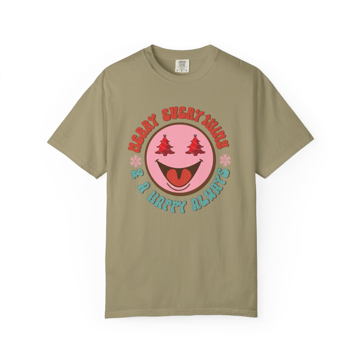 Merry Everything Happy Always Happy Face Retro Christmas Tshirt