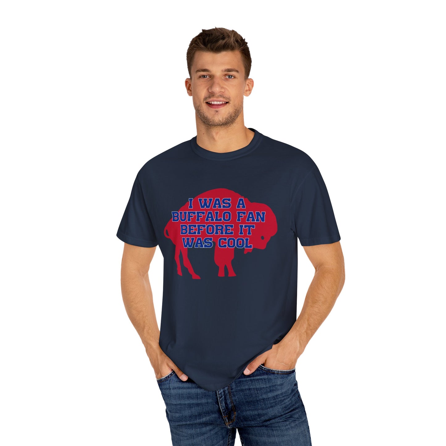 Two Sided Tshirt I Was a Buffalo Fan Before it was Cool Retro Red Logo Bills Mafia Redzone Font Buffalo Bills Football Tshirt