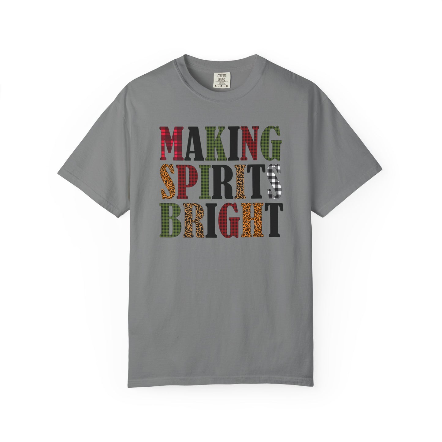 Making Spirits Bright Plaid Leopard Print Christmas Tshirt