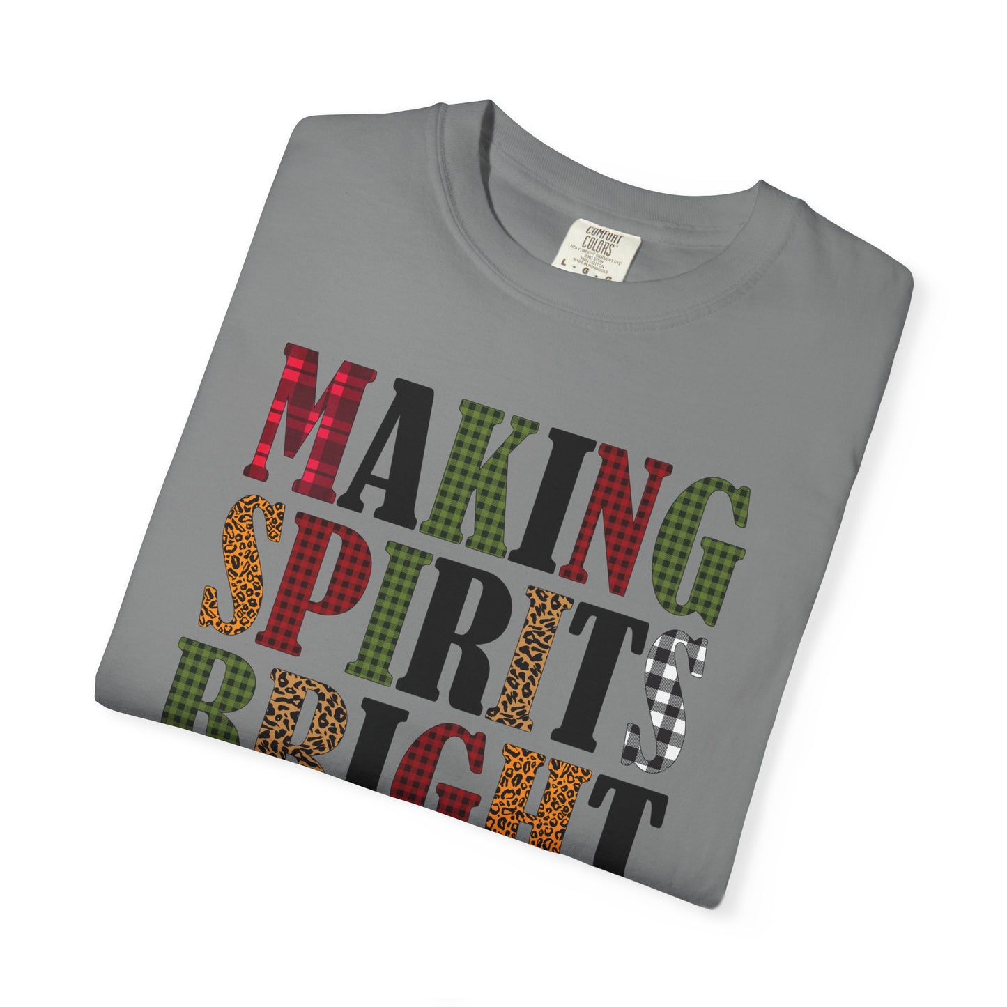 Making Spirits Bright Plaid Leopard Print Christmas Tshirt