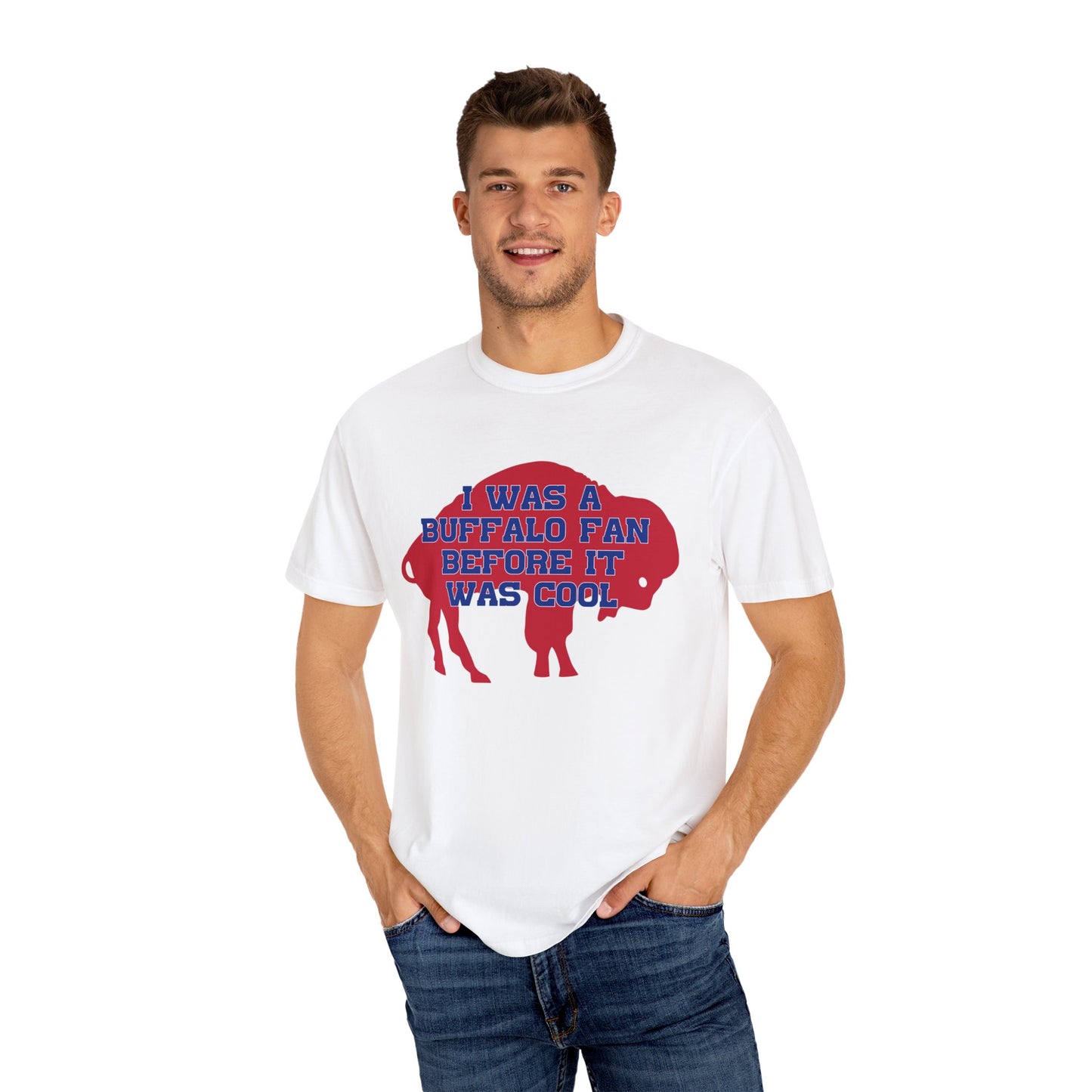 Two Sided Tshirt I Was a Buffalo Fan Before it was Cool Retro Red Logo Bills Mafia Redzone Font Buffalo Bills Football Tshirt