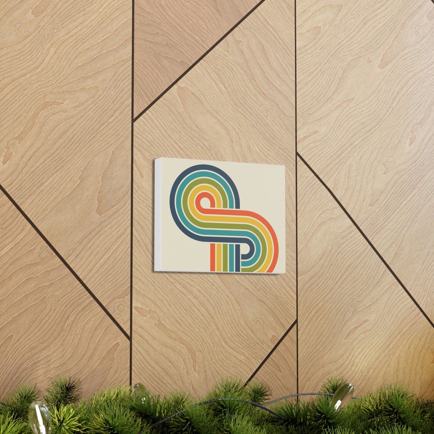 Tan Orange Green Cream Retro 70's Inspired Gallery Wall Wrap Art Print