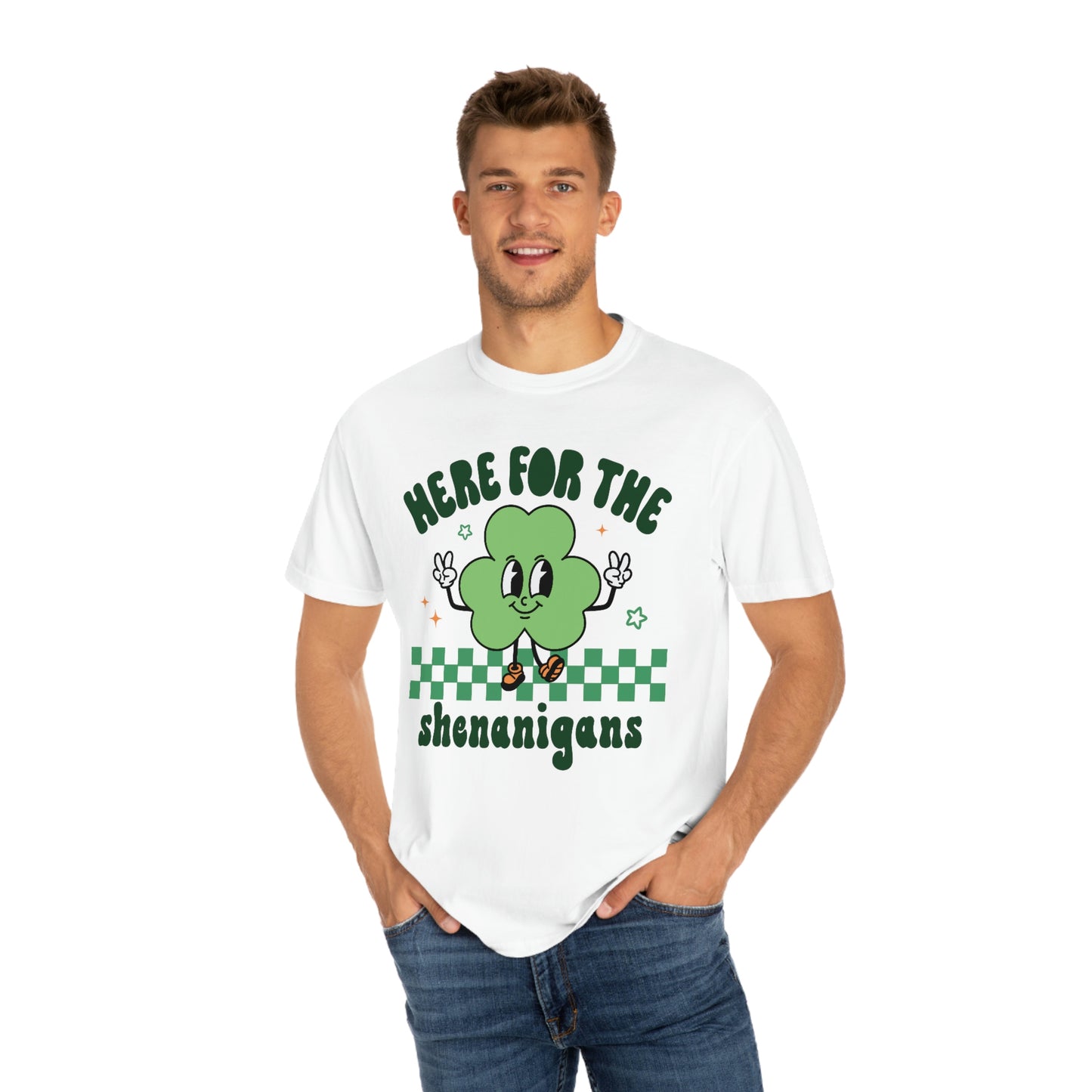 Here for the Shenanigans Retro Shamrock St. Patrick's Day Tshirt