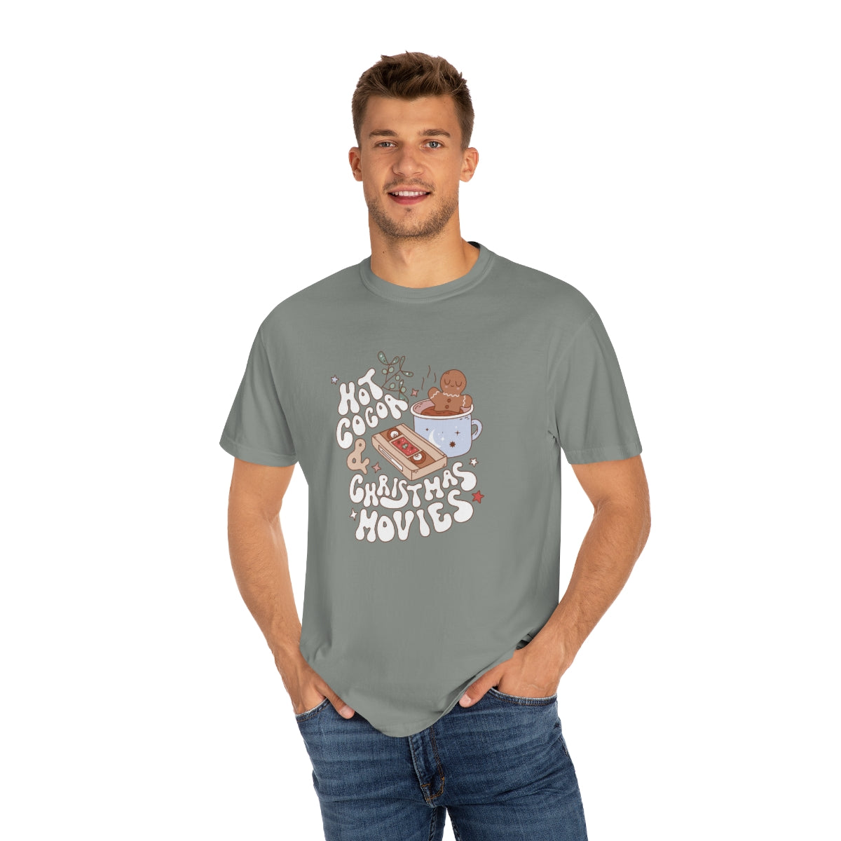 Hot Cocoa & Christmas Movies Groovy Retro Christmas TeeShirt