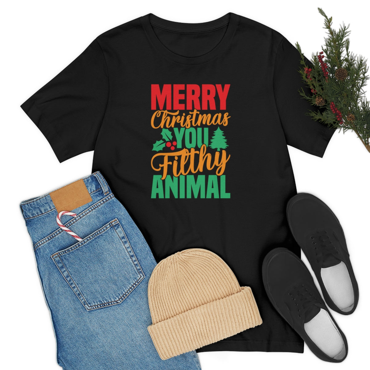 Merry Christmas You Filthy Animal Funny Christmas Tshirt