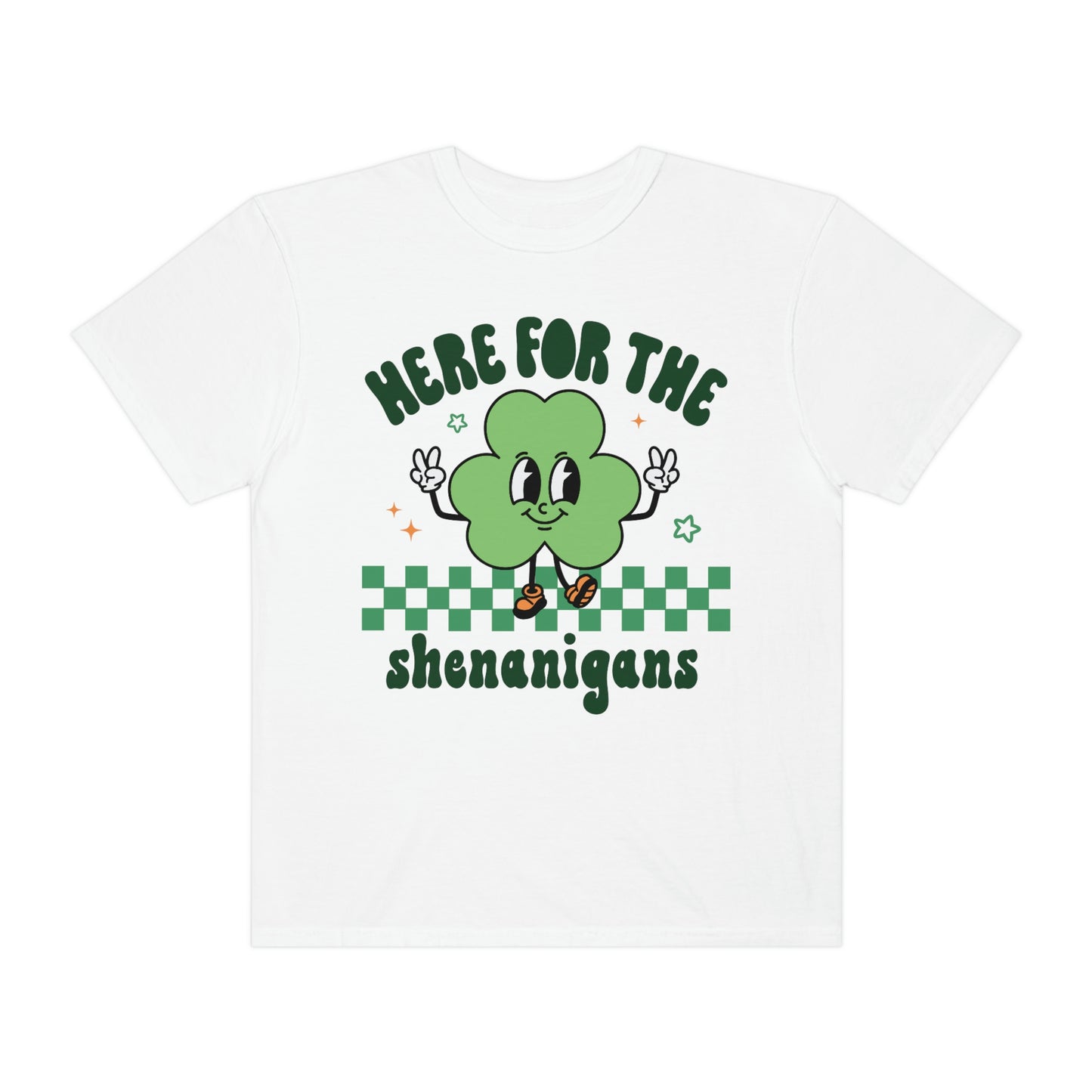 Here for the Shenanigans Retro Shamrock St. Patrick's Day Tshirt