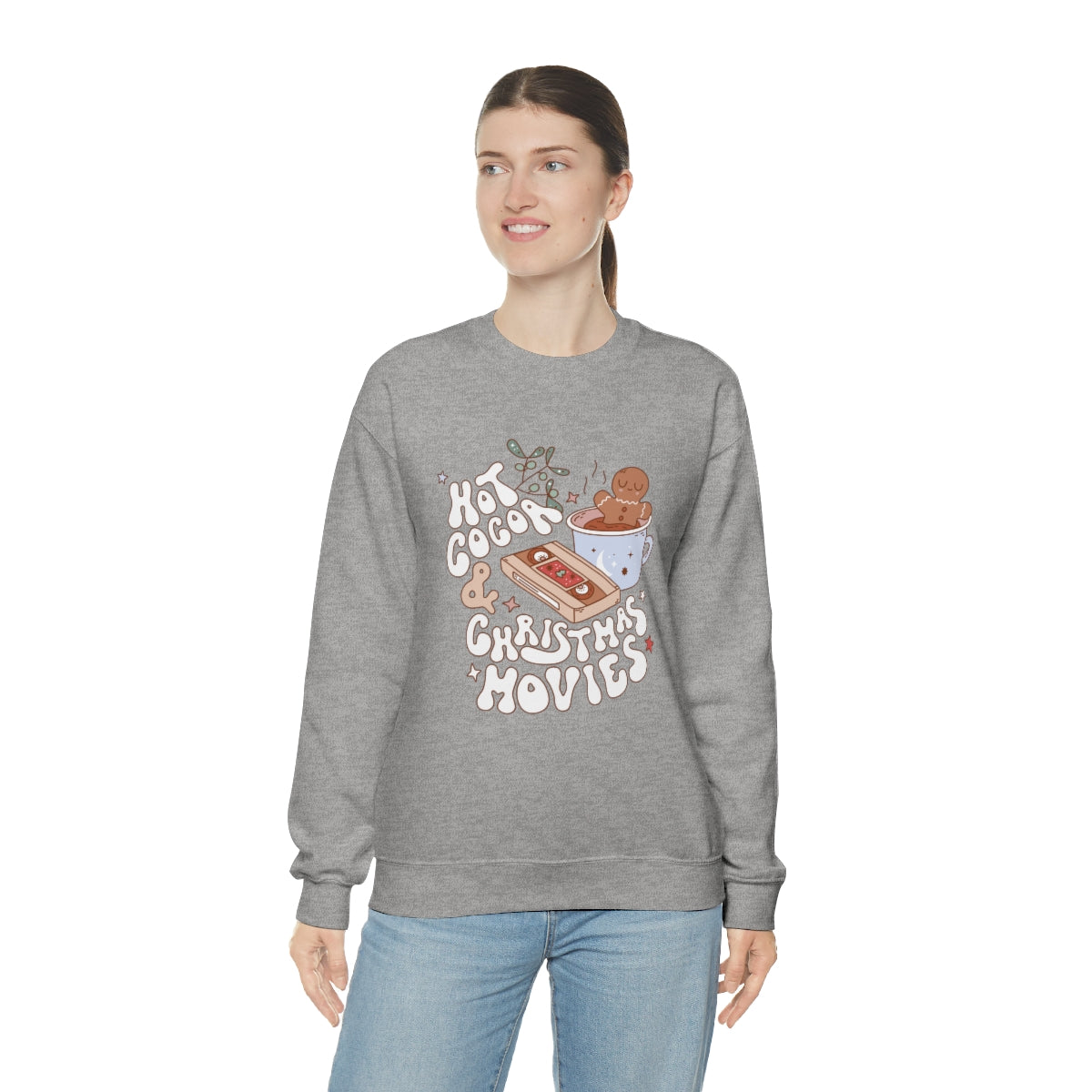Hot Cocoa & Christmas Movies Retro Style Sweatshirt