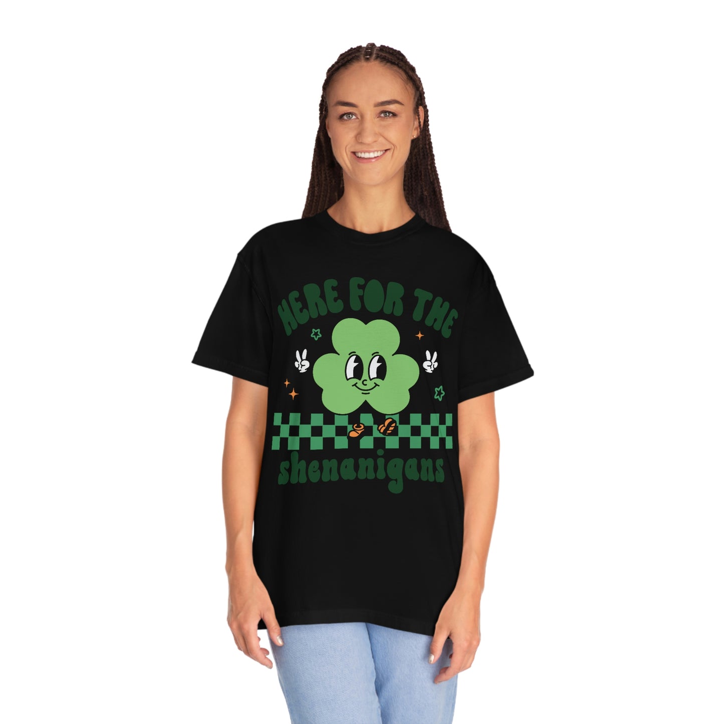 Here for the Shenanigans Retro Shamrock St. Patrick's Day Tshirt