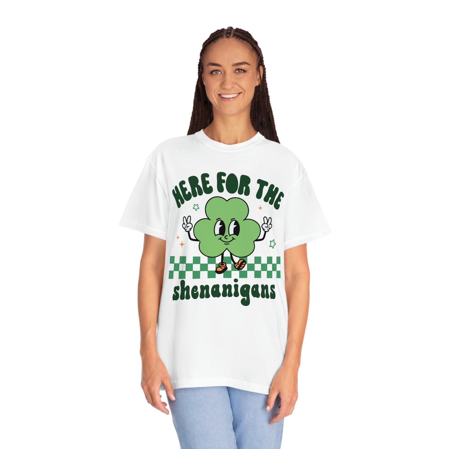 Here for the Shenanigans Retro Shamrock St. Patrick's Day Tshirt