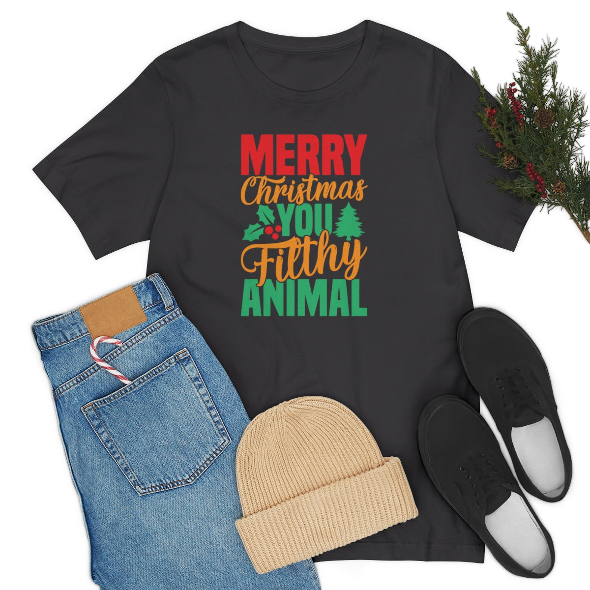 Merry Christmas You Filthy Animal Funny Christmas Tshirt