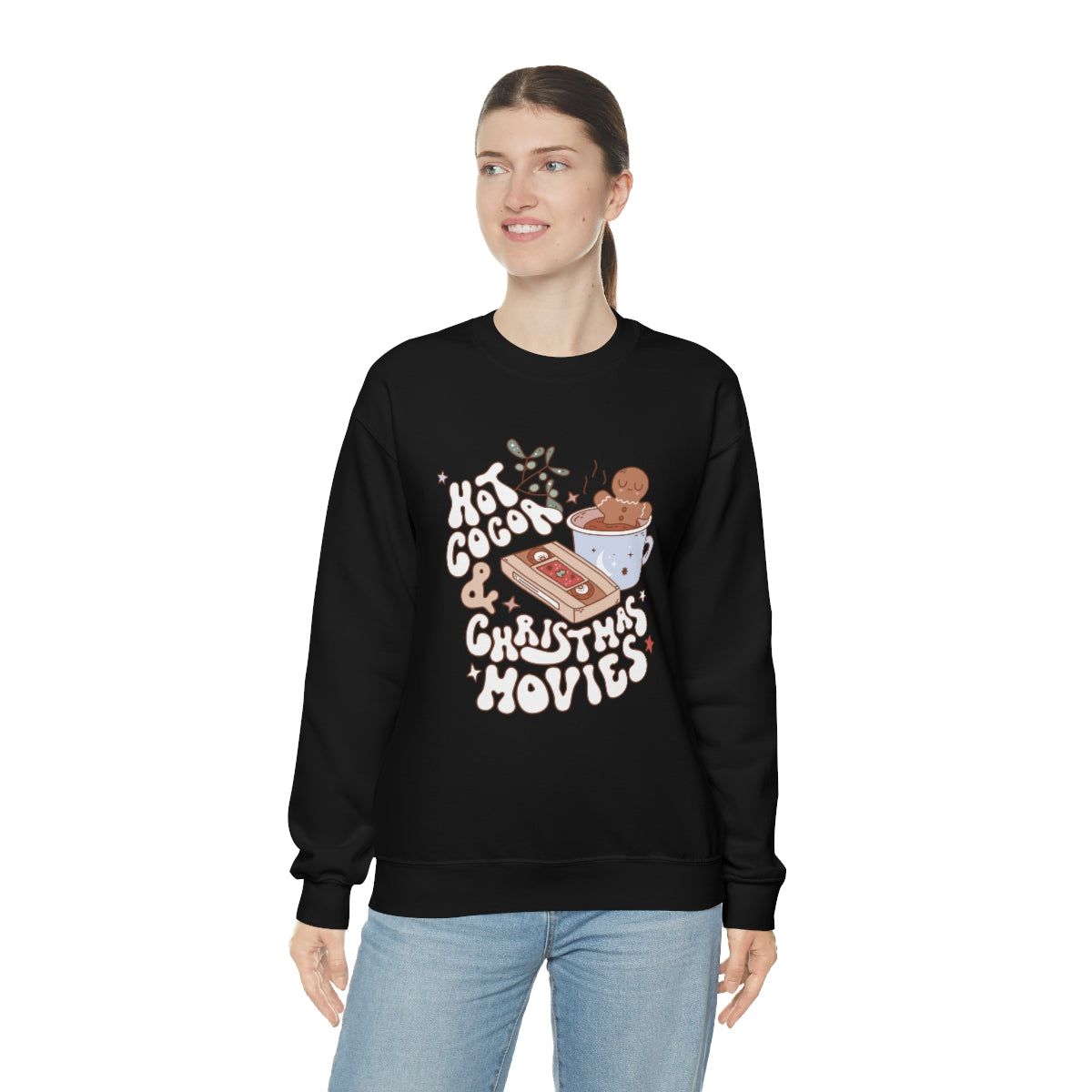Hot Cocoa & Christmas Movies Retro Style Sweatshirt