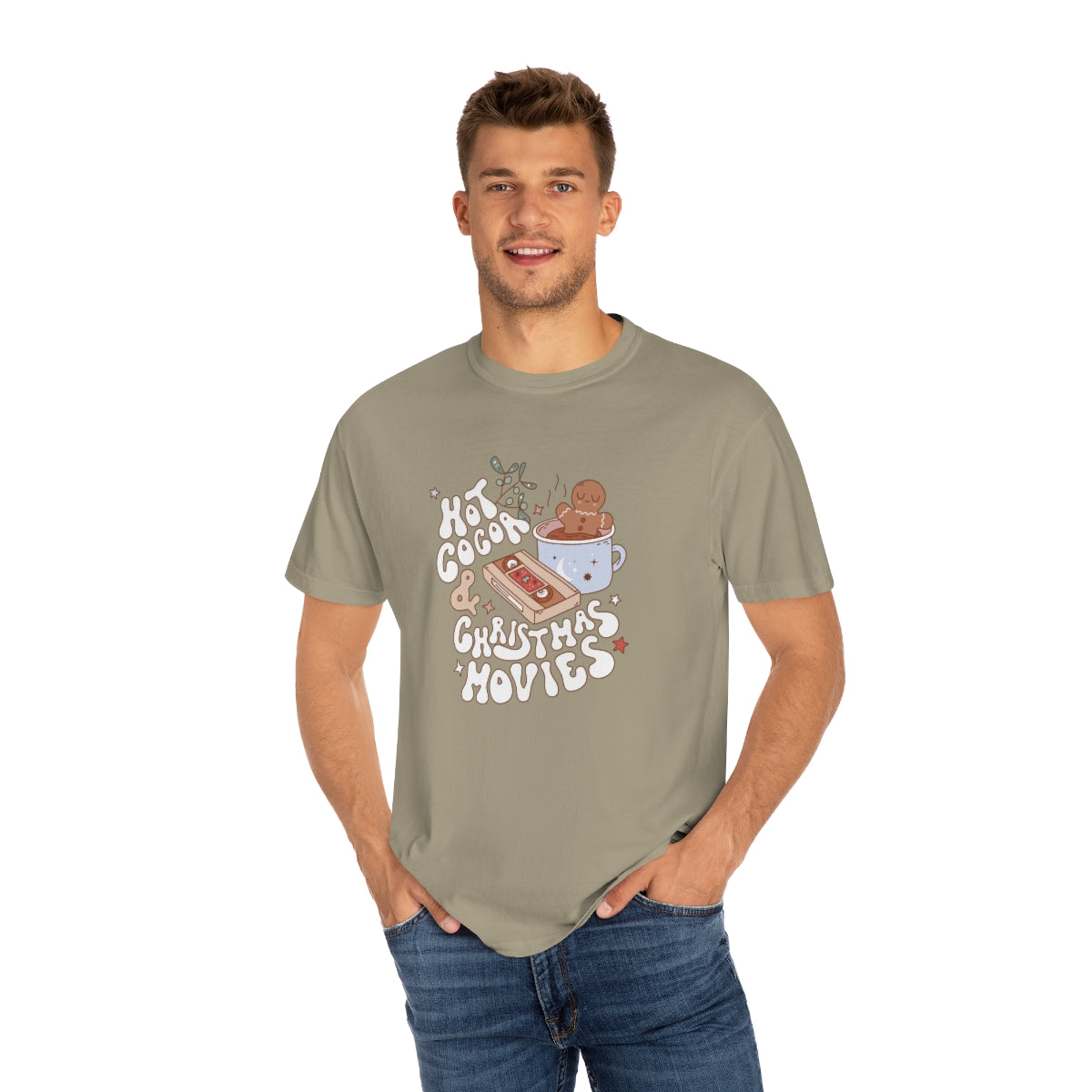 Hot Cocoa & Christmas Movies Groovy Retro Christmas TeeShirt