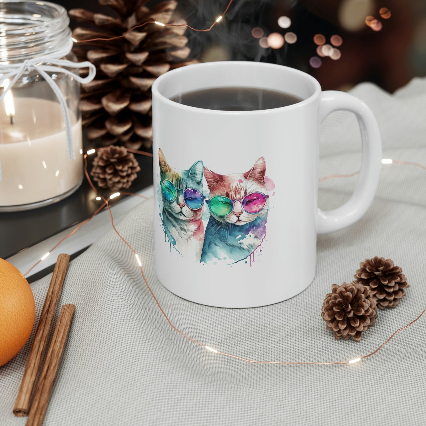 Cute Cat Couple Valentines Gift for Her Ceramic Mug 11oz