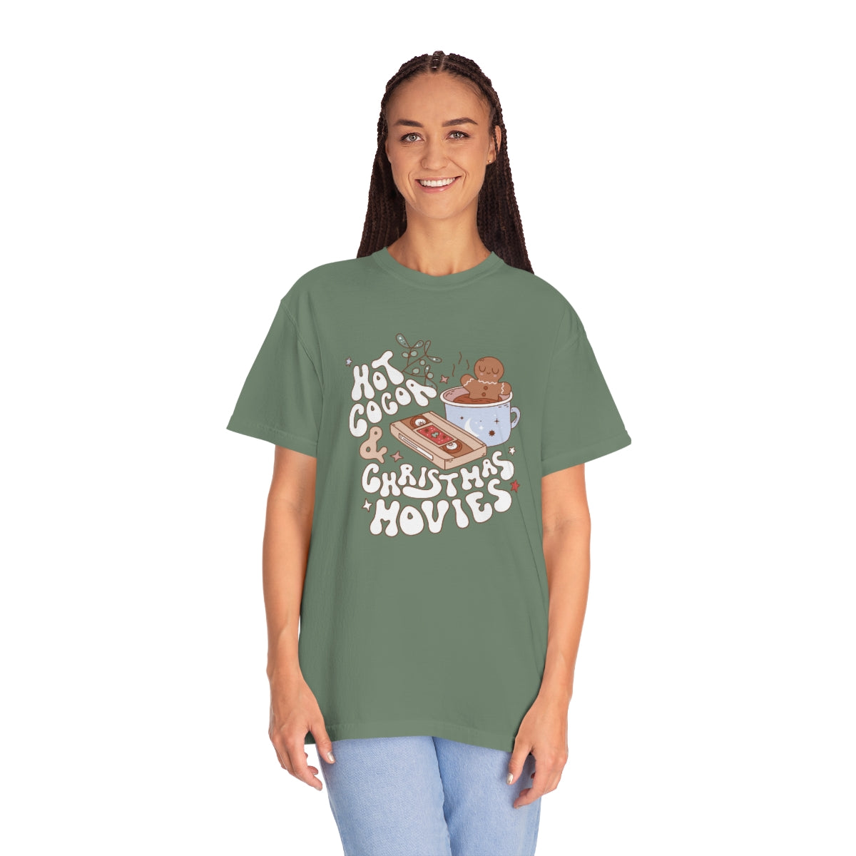 Hot Cocoa & Christmas Movies Groovy Retro Christmas TeeShirt