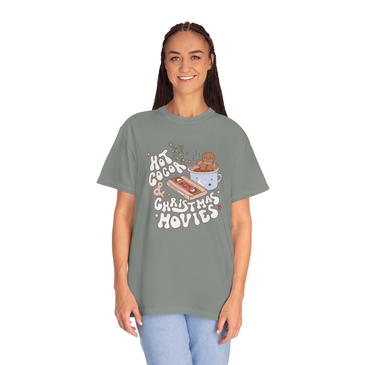 Hot Cocoa & Christmas Movies Groovy Retro Christmas TeeShirt