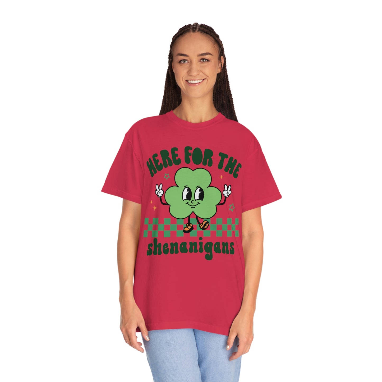 Here for the Shenanigans Retro Shamrock St. Patrick's Day Tshirt