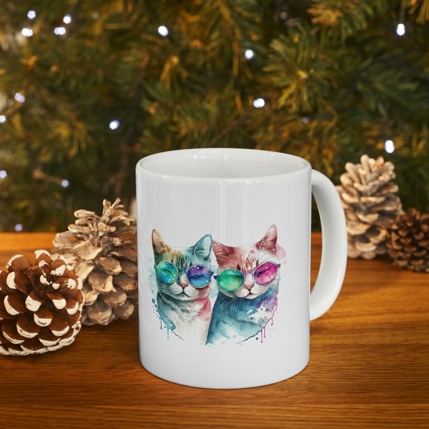 Cute Cat Couple Valentines Gift for Her Ceramic Mug 11oz
