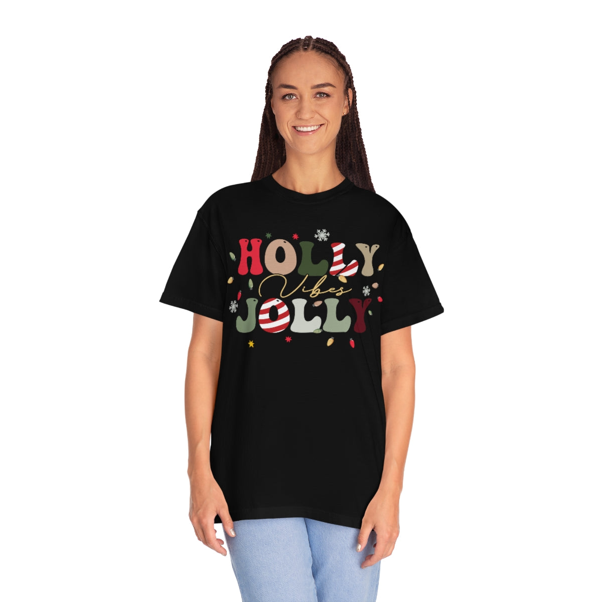 Holly Jolly Vibes with Lights Christmas Tshirt
