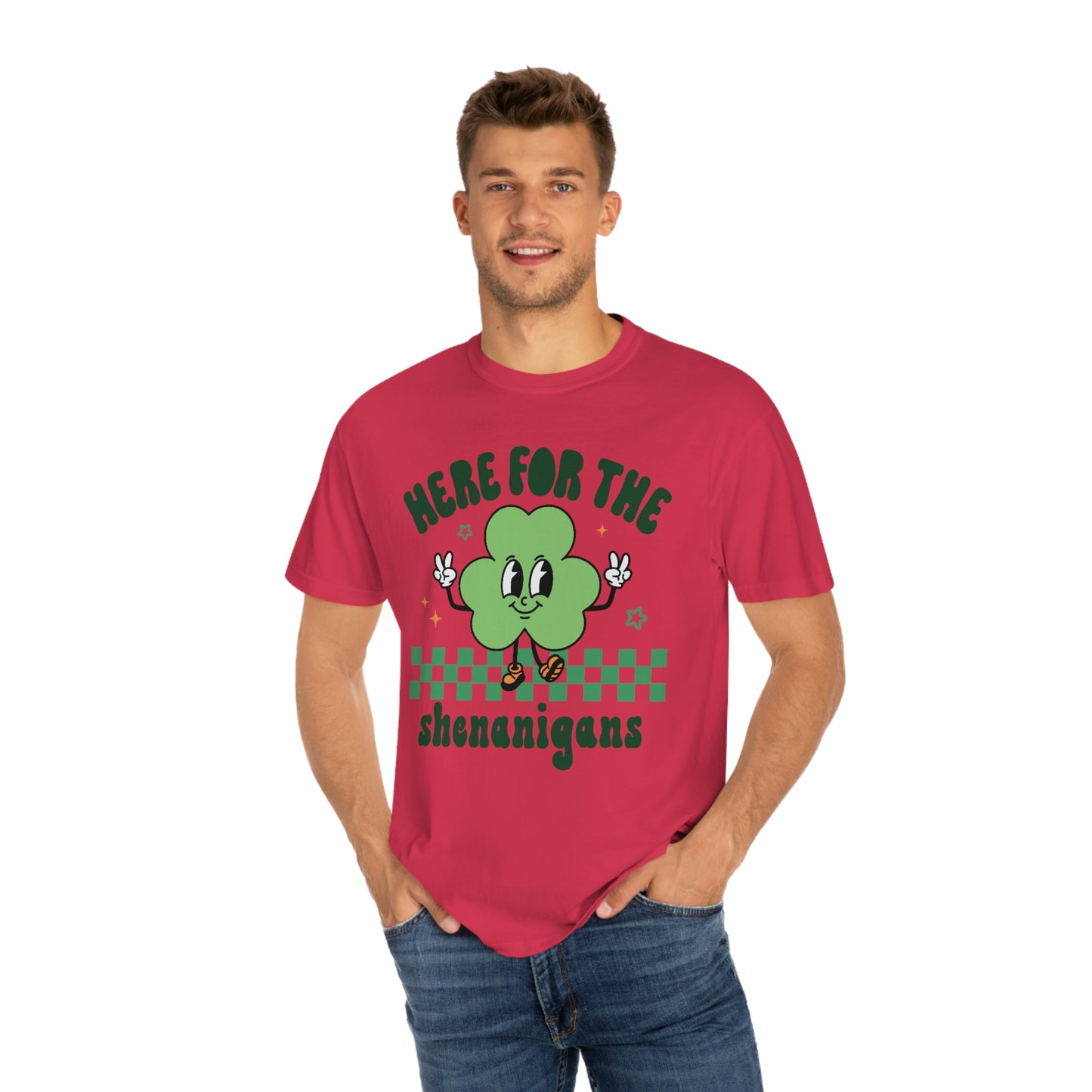 Here for the Shenanigans Retro Shamrock St. Patrick's Day Tshirt