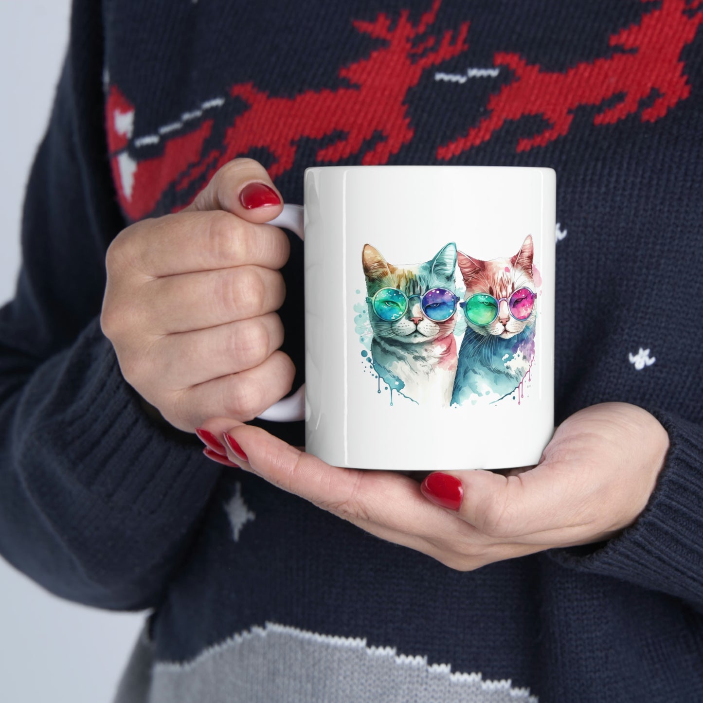 Cute Cat Couple Valentines Gift for Her Ceramic Mug 11oz