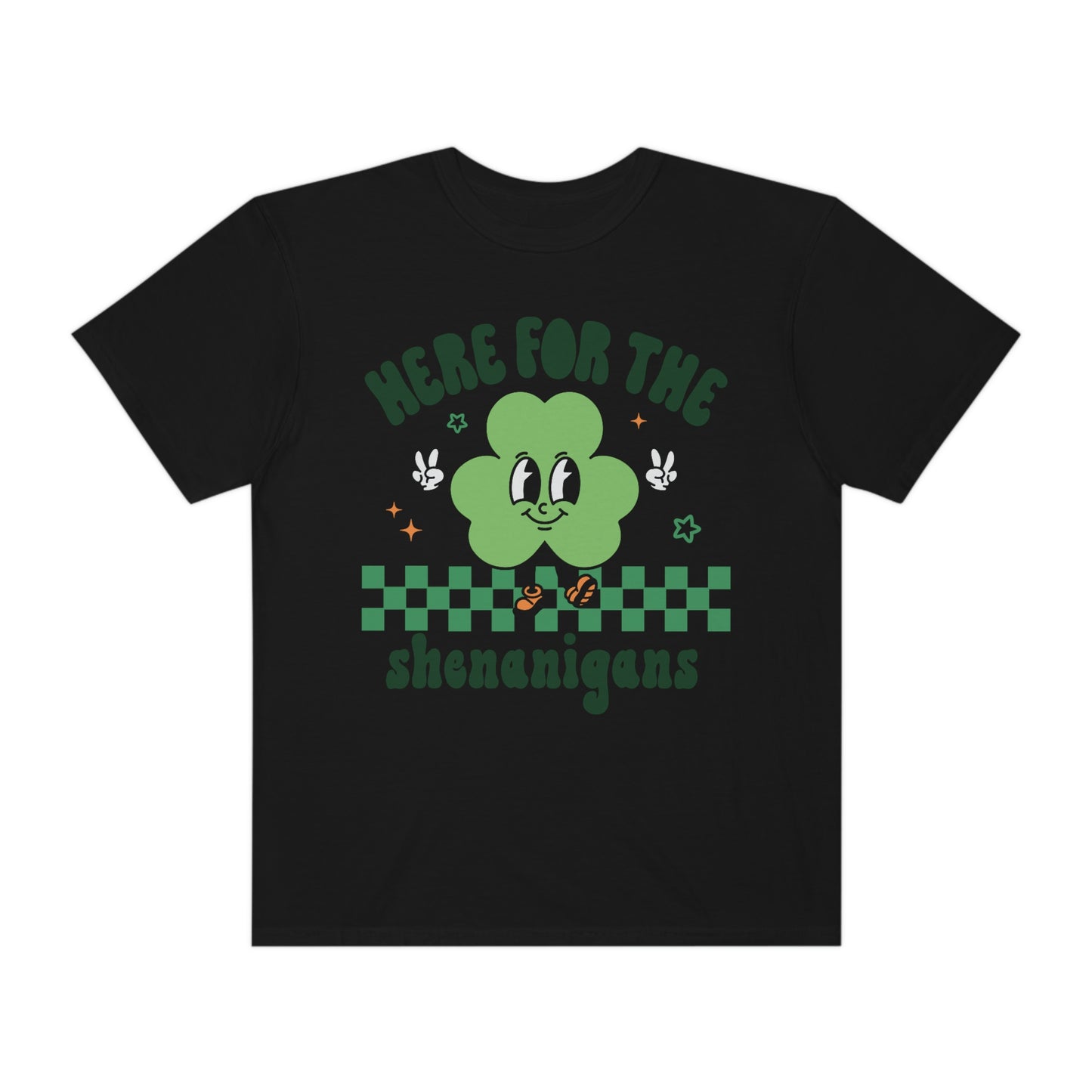 Here for the Shenanigans Retro Shamrock St. Patrick's Day Tshirt
