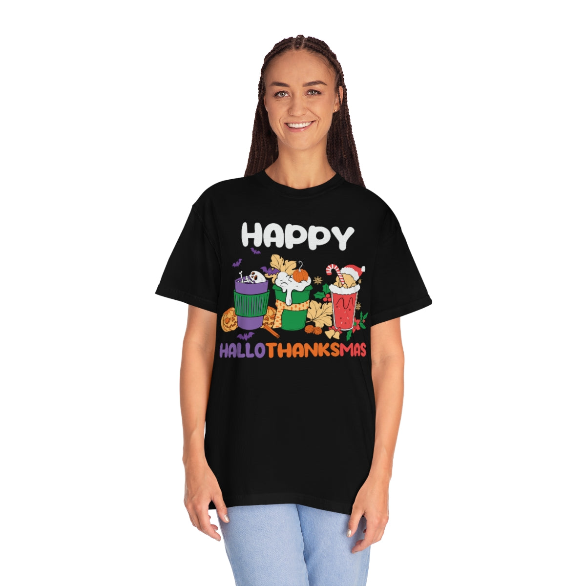 Happy Hallowthanksmas Cute Holiday TeeShirt Design