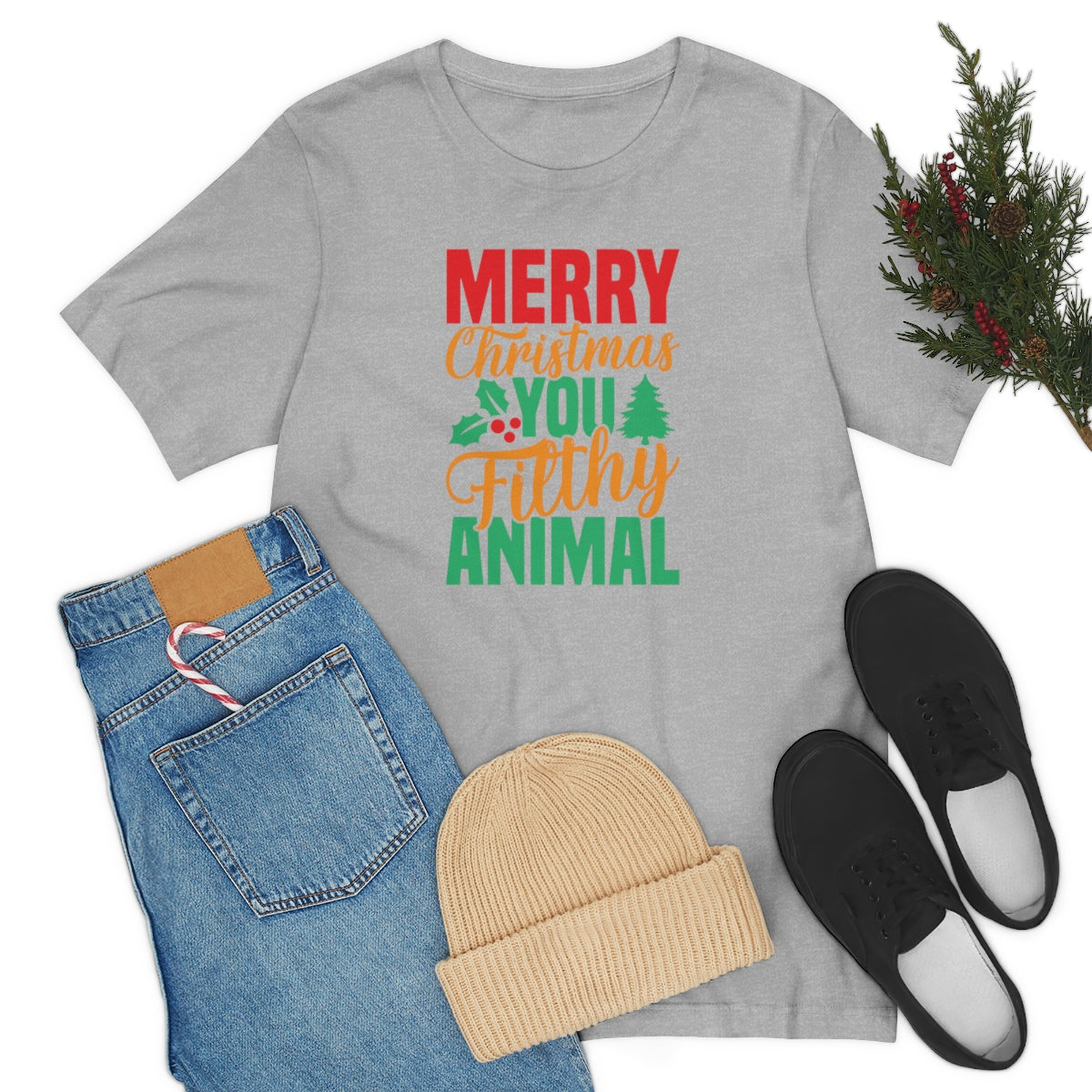 Merry Christmas You Filthy Animal Funny Christmas Tshirt