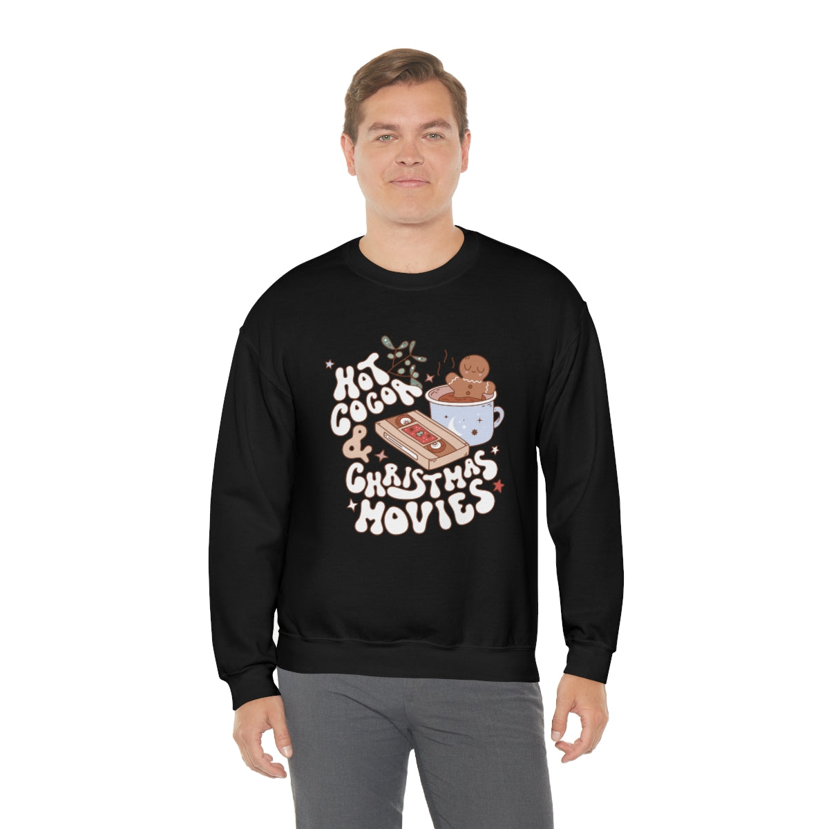 Hot Cocoa & Christmas Movies Retro Style Sweatshirt