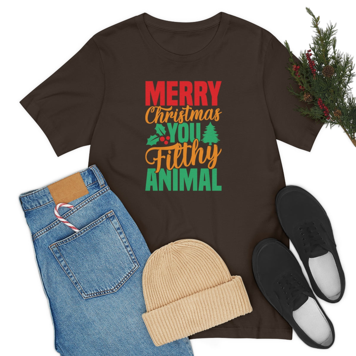 Merry Christmas You Filthy Animal Funny Christmas Tshirt