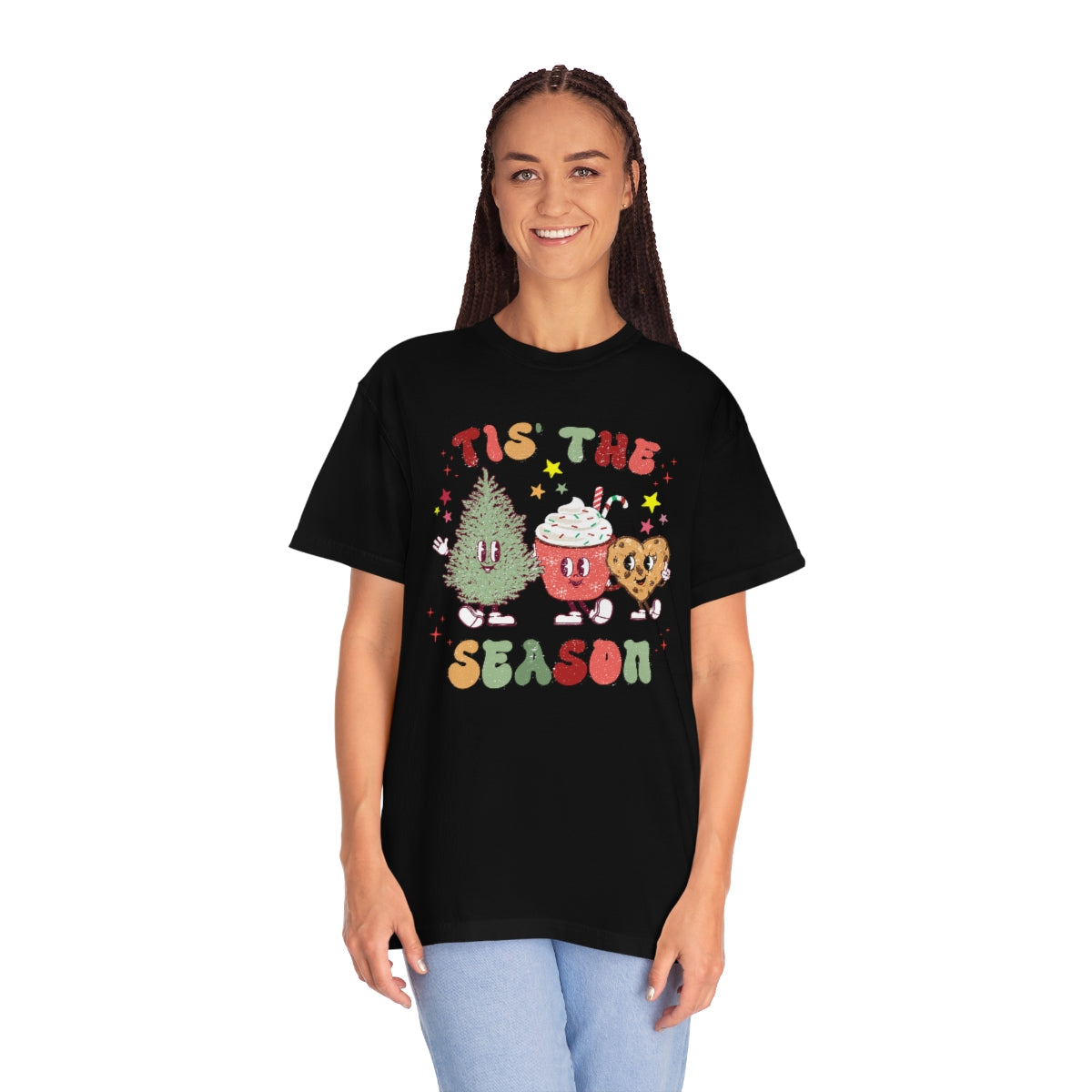 Tis the Season Tree Cookie & Cocoa Friends Retro Christmas Tshirt