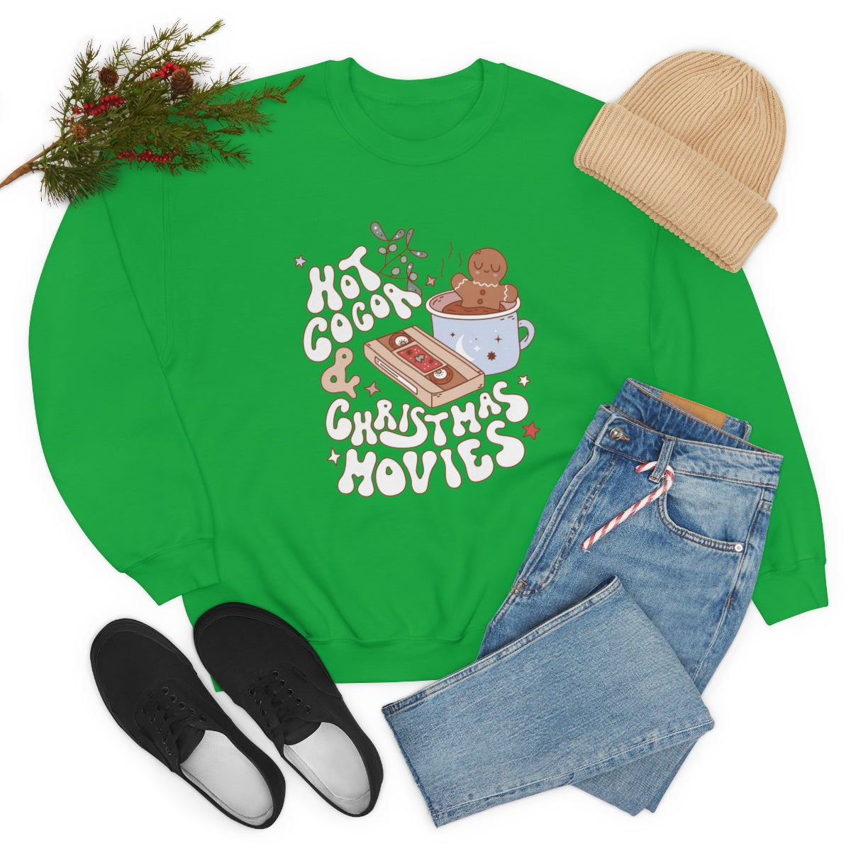 Hot Cocoa & Christmas Movies Retro Style Sweatshirt