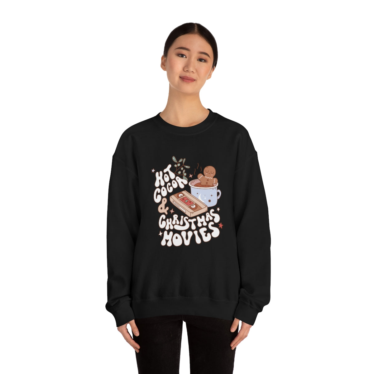 Hot Cocoa & Christmas Movies Retro Style Sweatshirt