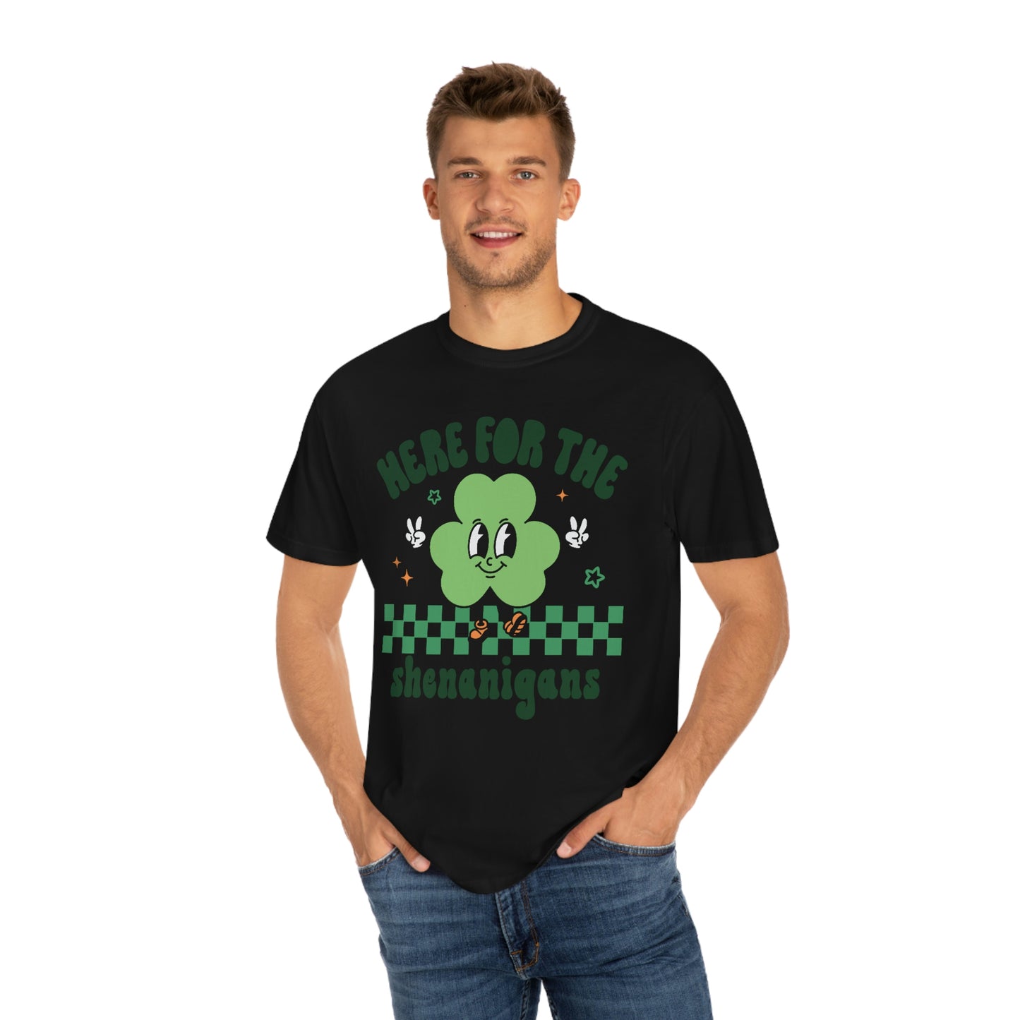 Here for the Shenanigans Retro Shamrock St. Patrick's Day Tshirt