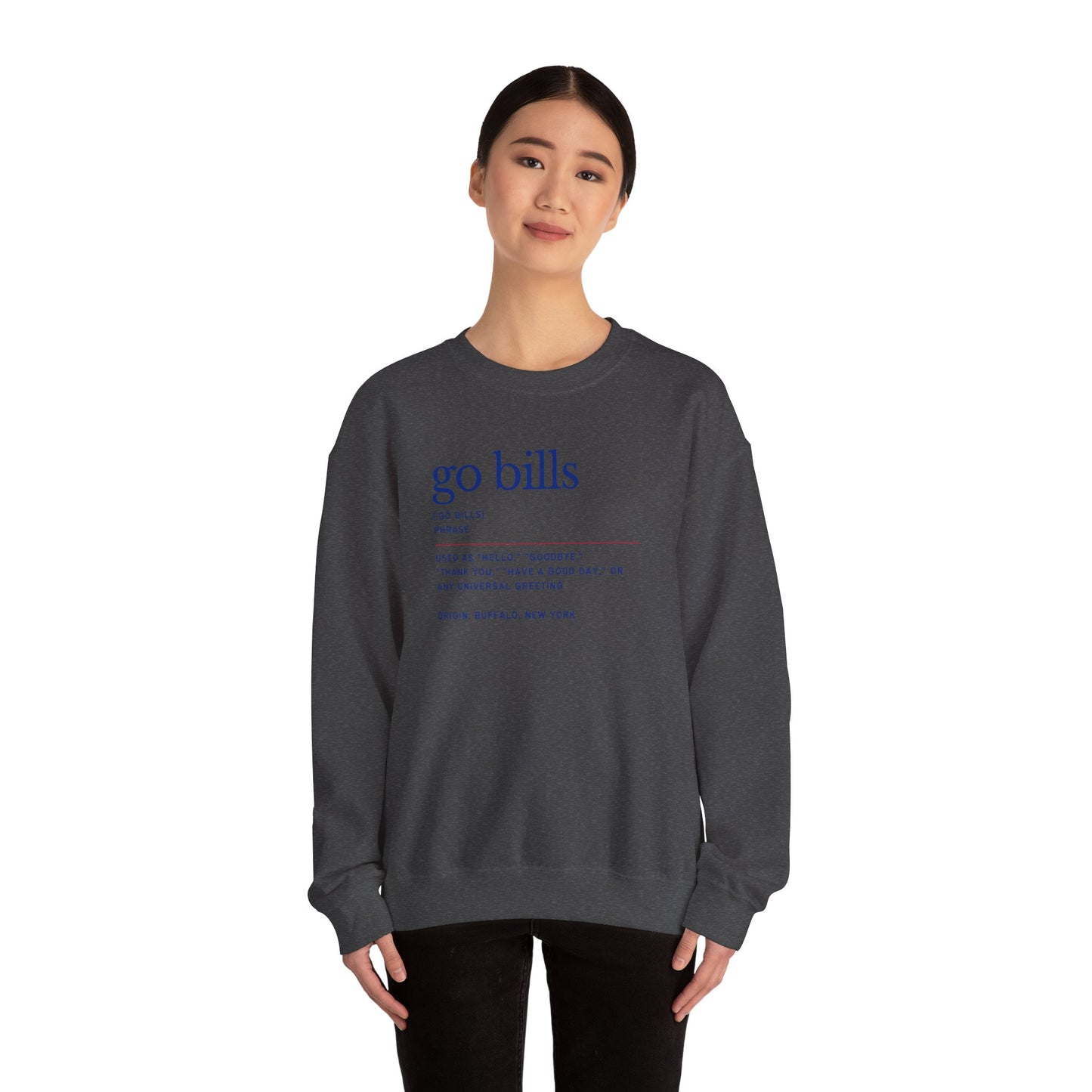 Go Bills Phonetic Spelling Definition Buffalo Bills Football Crewneck Sweatshirt
