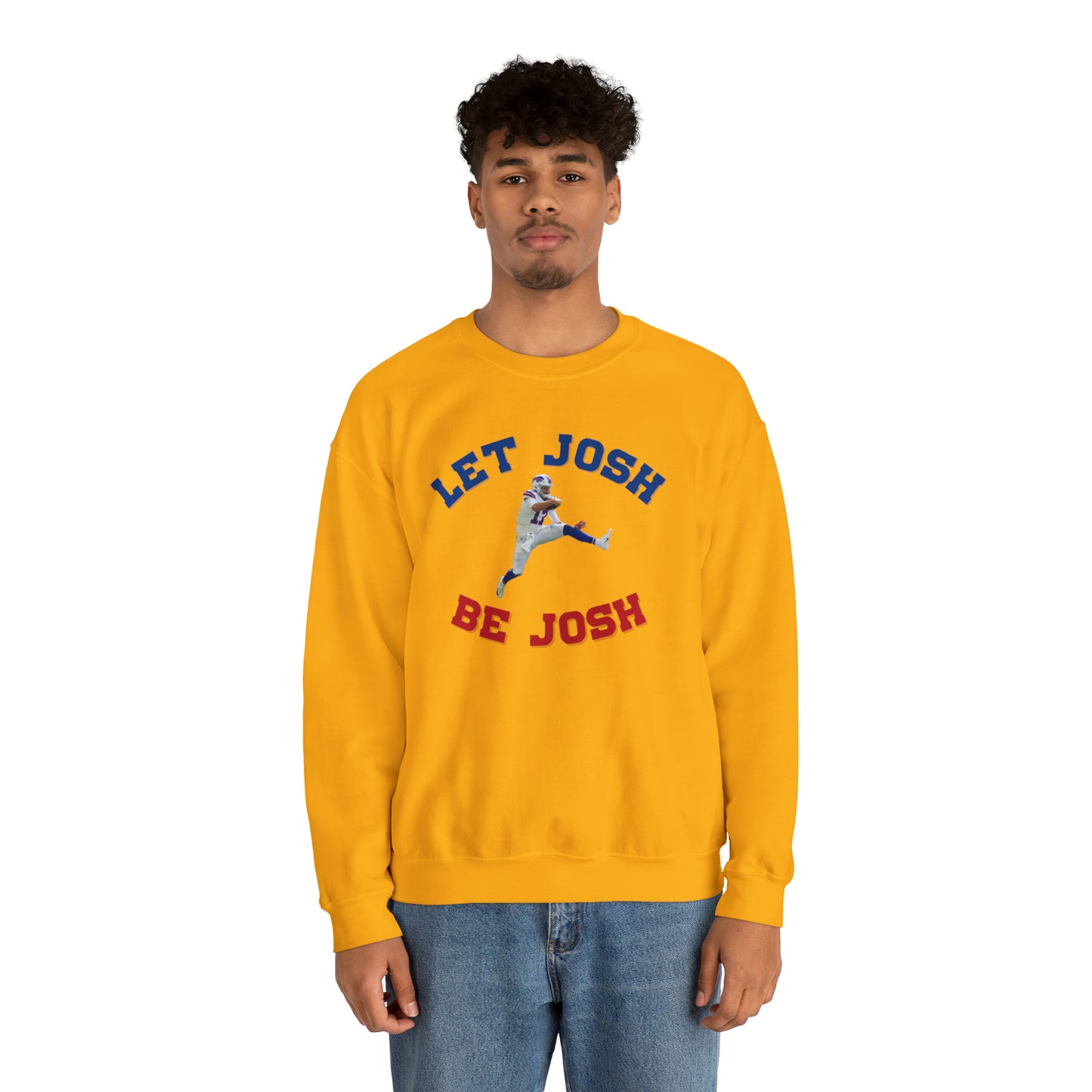 Let Josh Be Josh Hurdling Buffalo Bills Football Bills Mafia Josh Allen 17 Josh Freaking Allen Bills Mafia #17 Crewneck Sweatshirt