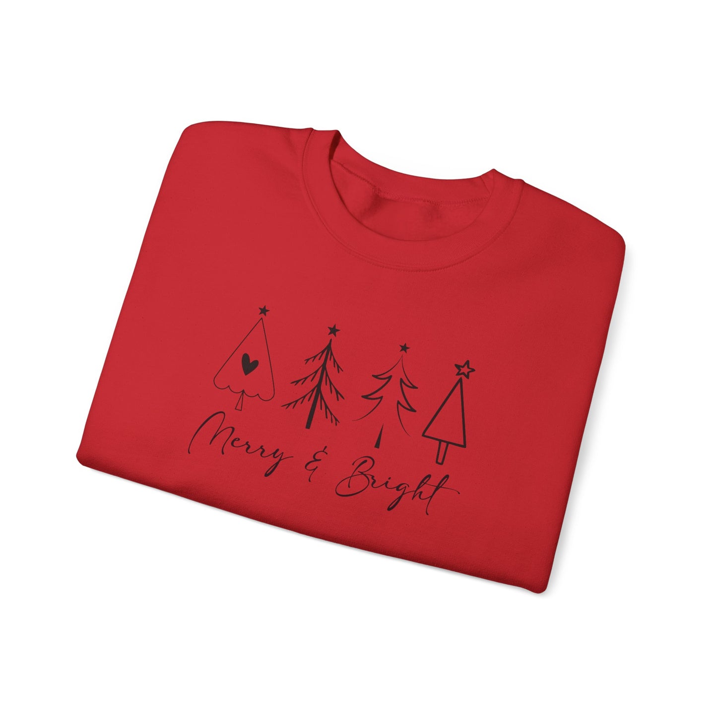 Merry & Bright Simple Christmas Xmas Trees Holiday Sweatshirt