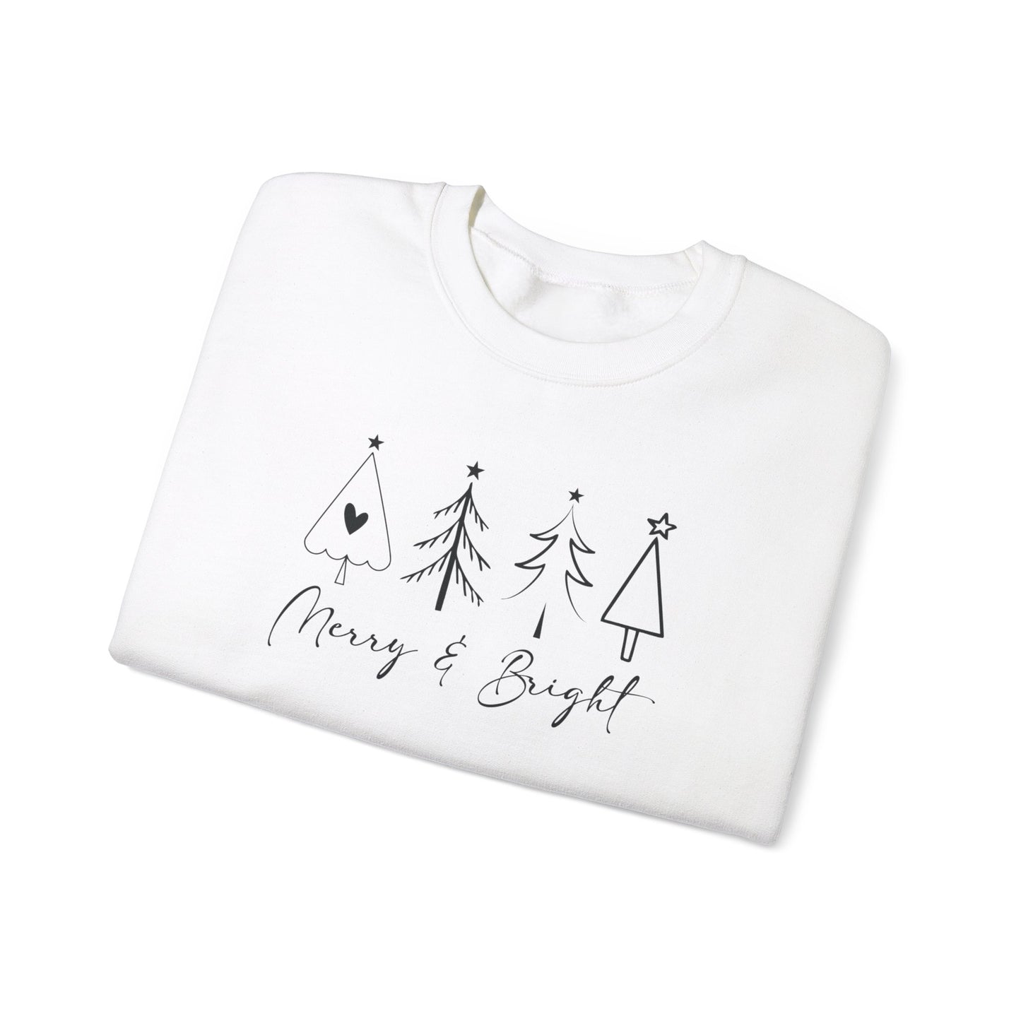 Merry & Bright Simple Christmas Xmas Trees Holiday Sweatshirt