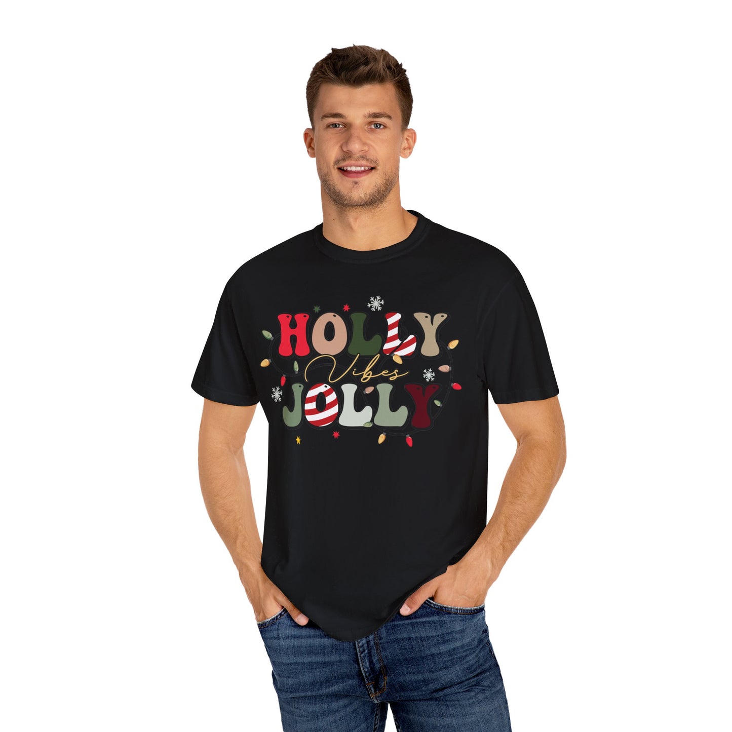 Holly Jolly Vibes with Lights Christmas Tshirt